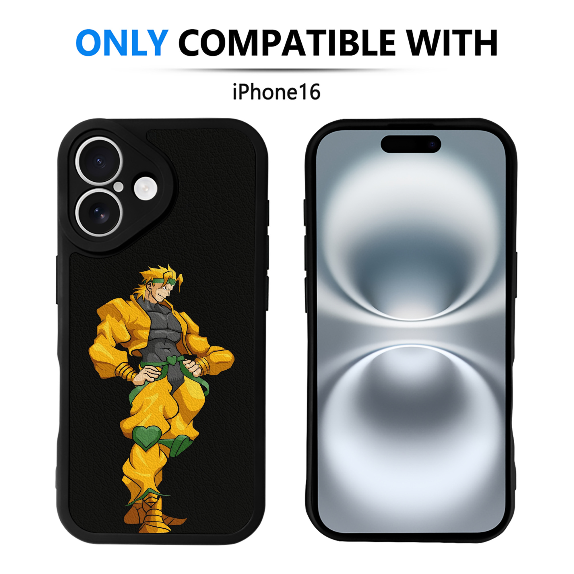 （画像用） ジョジョの奇妙な冒険 ディオ?ブランドー JoJo's Bizarre Adventure Dio Brando 【iPhone 16シリーズ対応】シリコンスマホケース（レザー調） 材質：シリコン